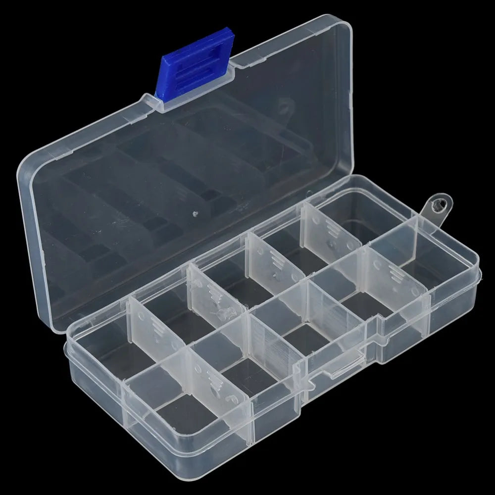 10 Grid Adjustable Organizer For Jewelry Compartments Plastic Transparent Jewel Bead Case Cover Box Storage Container