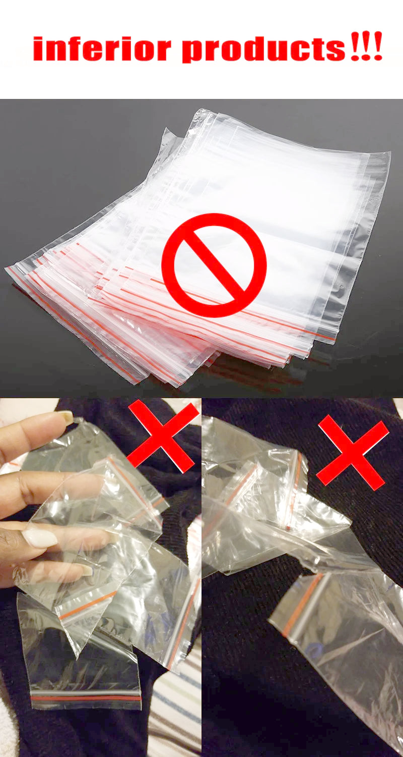 100pcs Clear Thick Heavy-Duty Zip Lock Ziplock Storage Bag Package Plastic Small Reclosable Poly Bags Thicken 3.6MIL 0.08mm