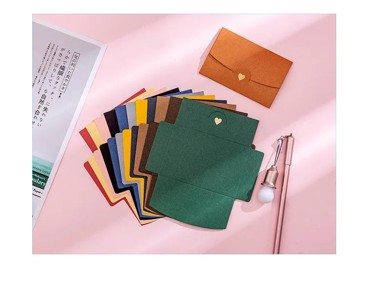 (10 Pieces/Lot) 10.5*7CM Color Retro Bronzing Mini Envelopes Iridescent Paper Love Letter Invitation Envelope