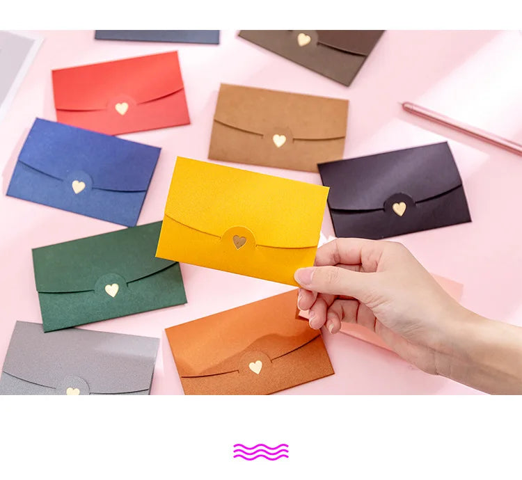 (10 Pieces/Lot) 10.5*7CM Color Retro Bronzing Mini Envelopes Iridescent Paper Love Letter Invitation Envelope