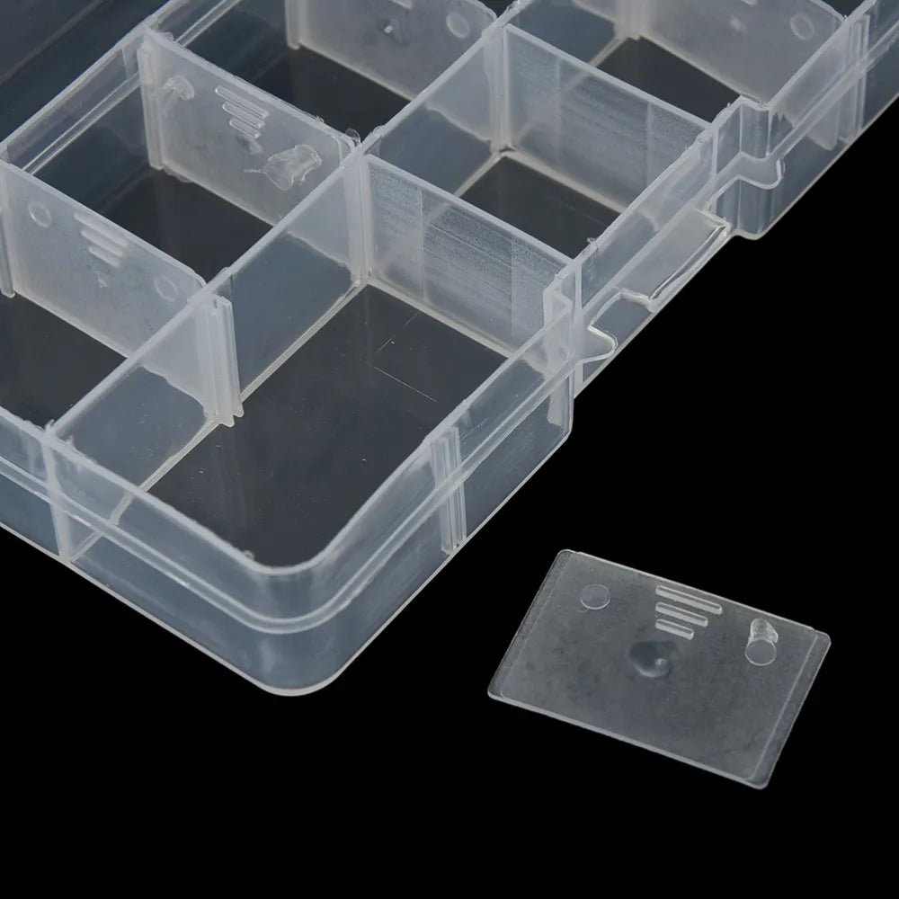 10 Grid Adjustable Organizer For Jewelry Compartments Plastic Transparent Jewel Bead Case Cover Box Storage Container