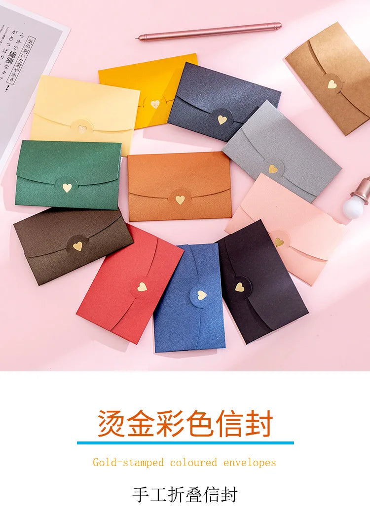 (10 Pieces/Lot) 10.5*7CM Color Retro Bronzing Mini Envelopes Iridescent Paper Love Letter Invitation Envelope