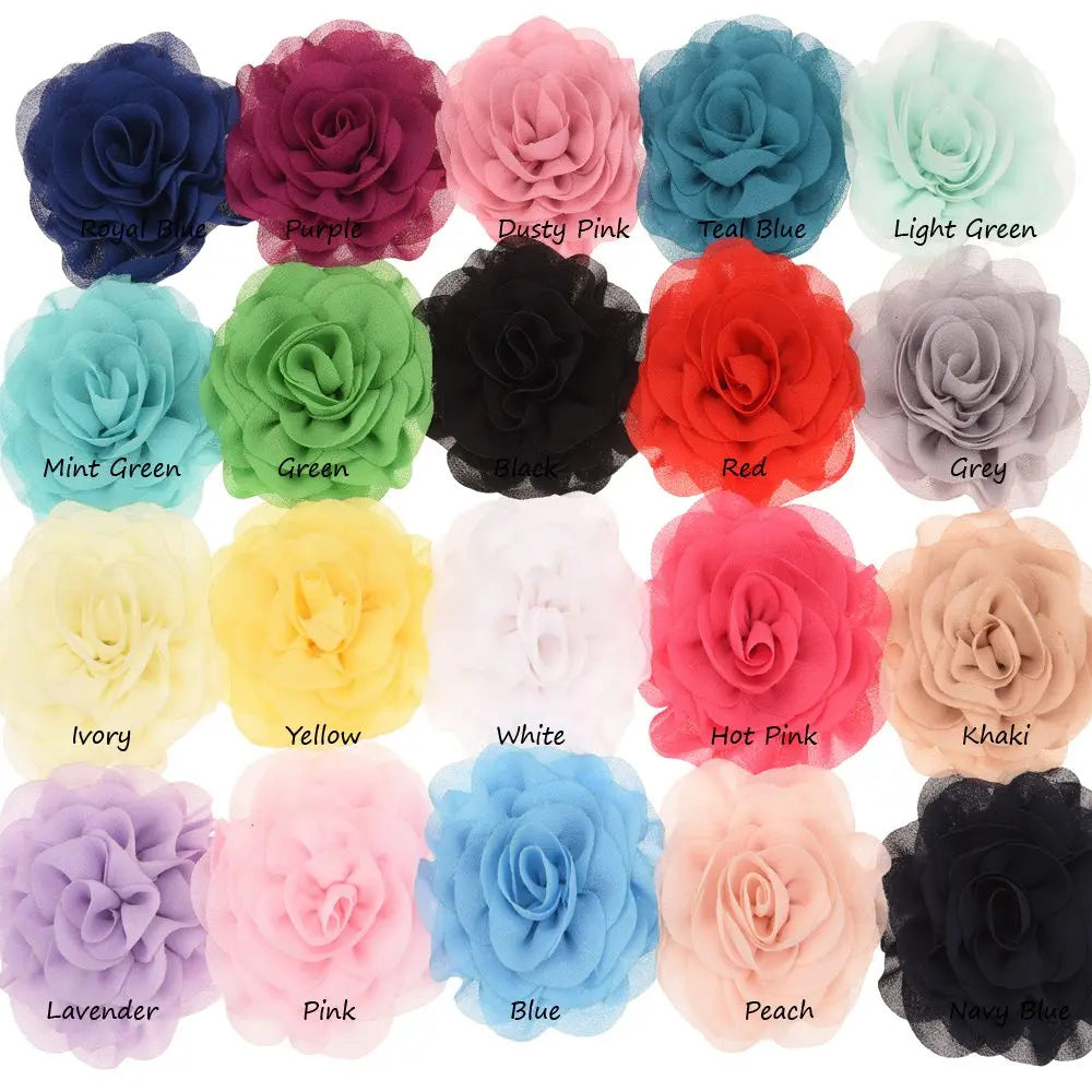 12PCS  Chiffon Ruffles Hair Flower 7cm Chiffon Flowers Hair Accessories Fashion Accessory Wedding decoration flower for Headband