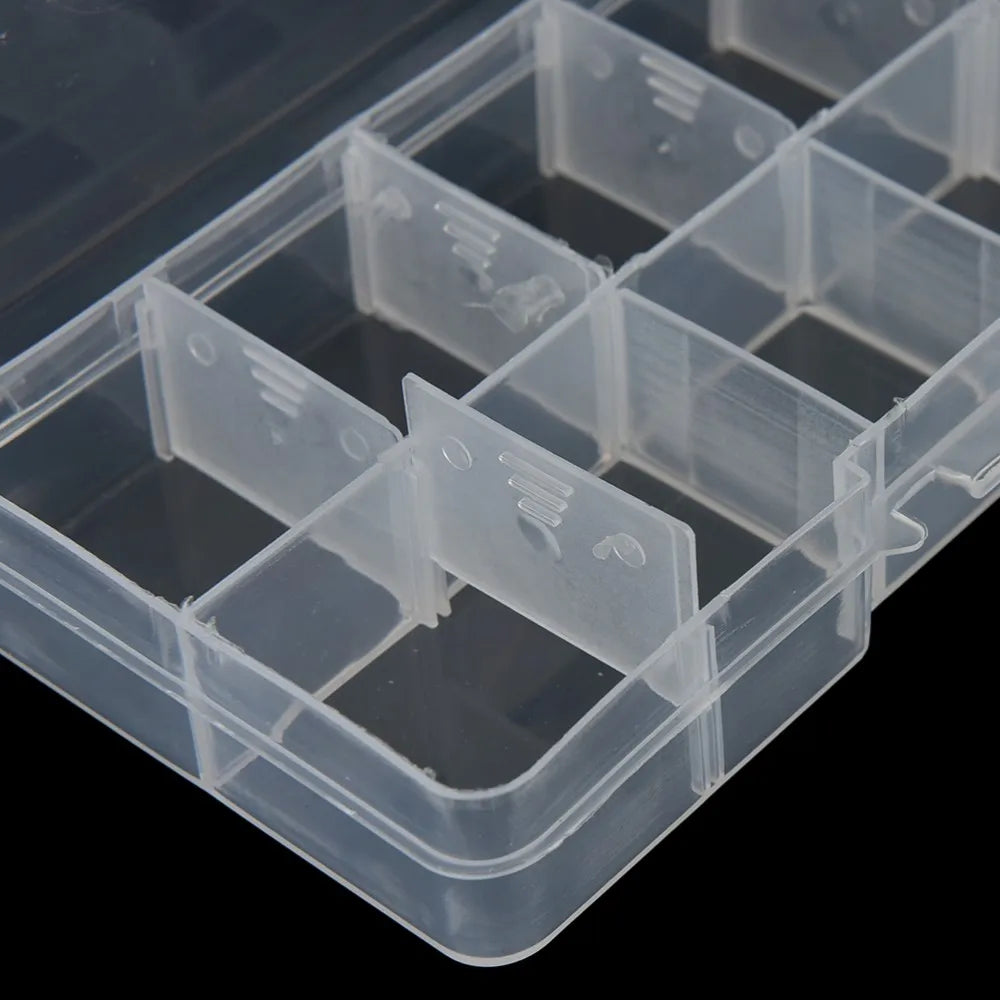 10 Grid Adjustable Organizer For Jewelry Compartments Plastic Transparent Jewel Bead Case Cover Box Storage Container