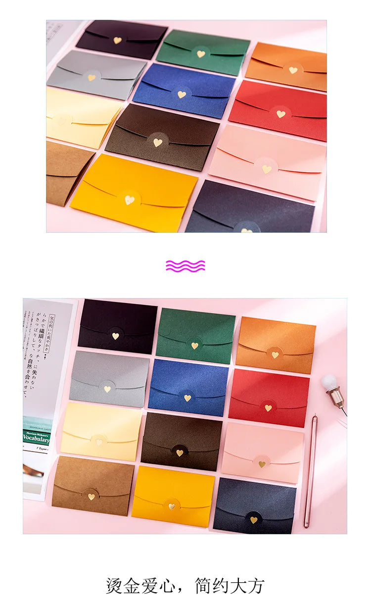 (10 Pieces/Lot) 10.5*7CM Color Retro Bronzing Mini Envelopes Iridescent Paper Love Letter Invitation Envelope