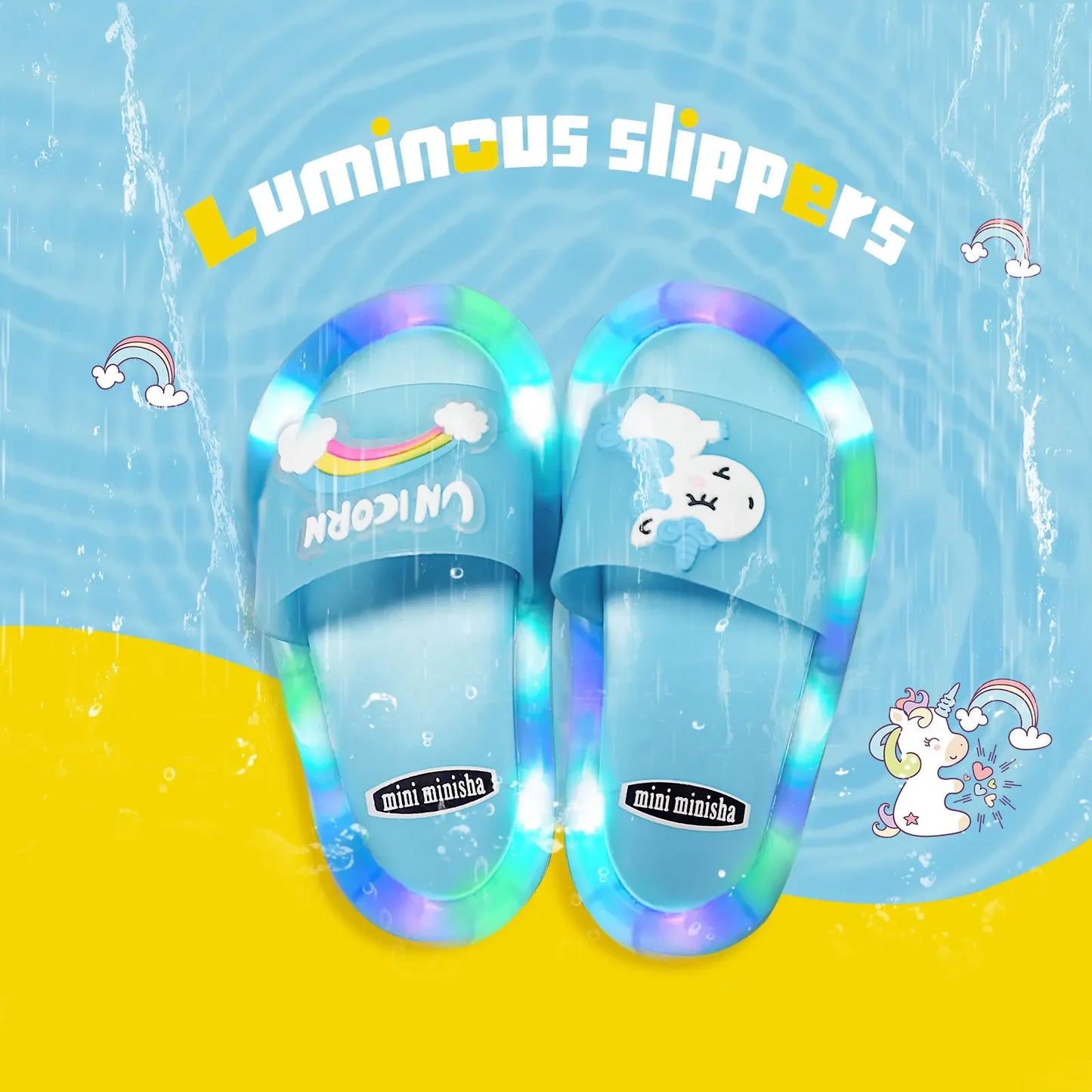 슬리퍼 Kids Shoe Fashion LED Luminescent Children's Slippers Summer New Cartoon Crystal Shoes Girls/boys Sandals Flip Flops