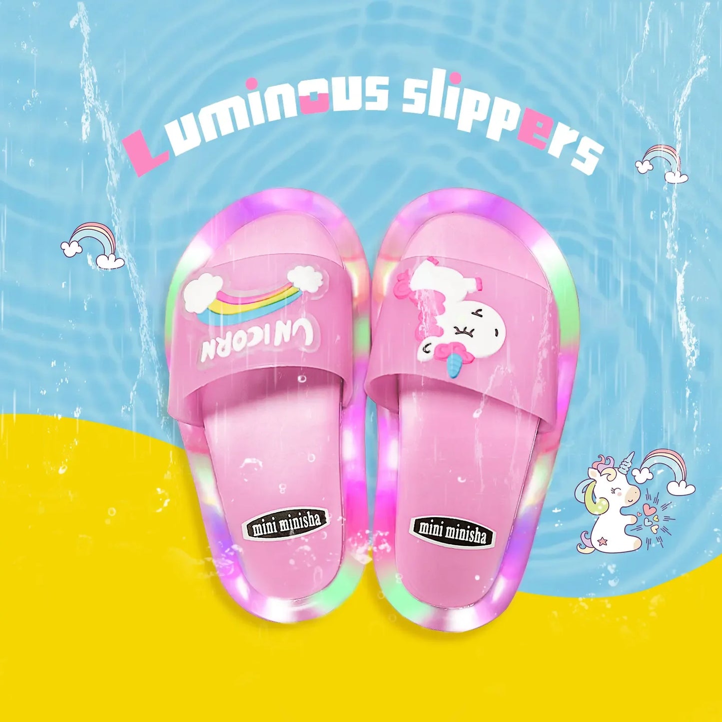 슬리퍼 Kids Shoe Fashion LED Luminescent Children's Slippers Summer New Cartoon Crystal Shoes Girls/boys Sandals Flip Flops