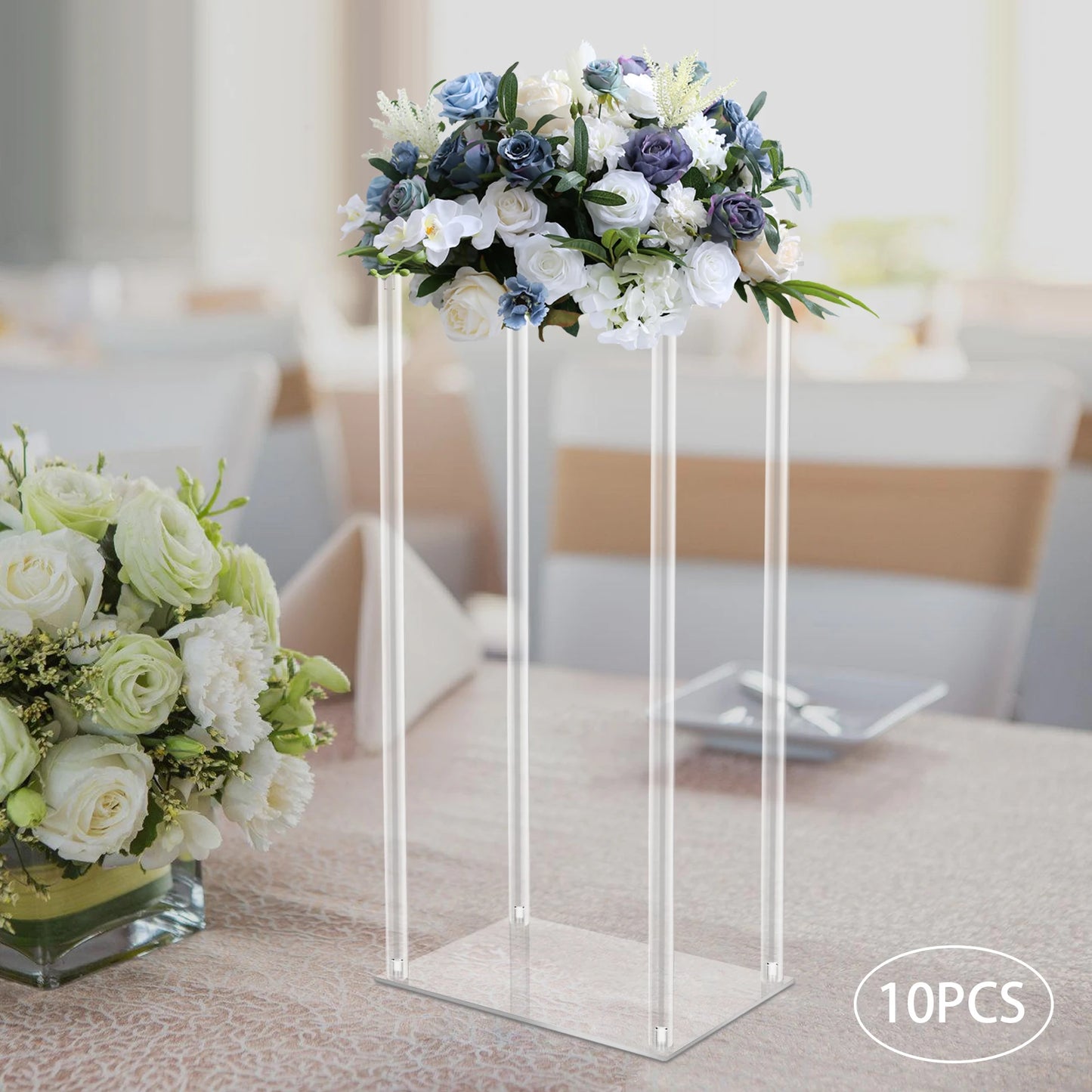 10PCs Acrylic Flower Vase Clear Centerpiece Stand for Wedding Reception Table Decoration Clear Display Rack Luxury Floral