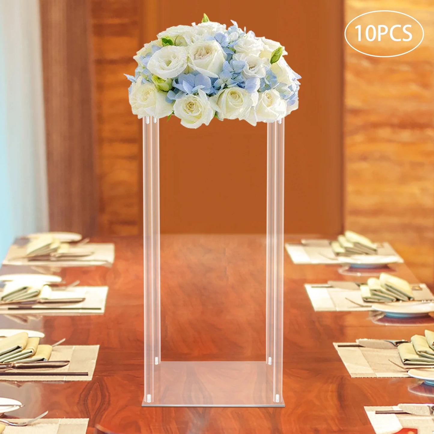 10PCs Acrylic Flower Vase Clear Centerpiece Stand for Wedding Reception Table Decoration Clear Display Rack Luxury Floral