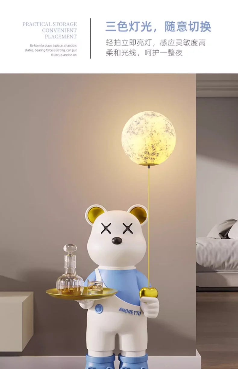 130cm High Violent Bear Living Room Large Floor-standing Ornaments, Home Decorations, Light-emitting, Tray Storage