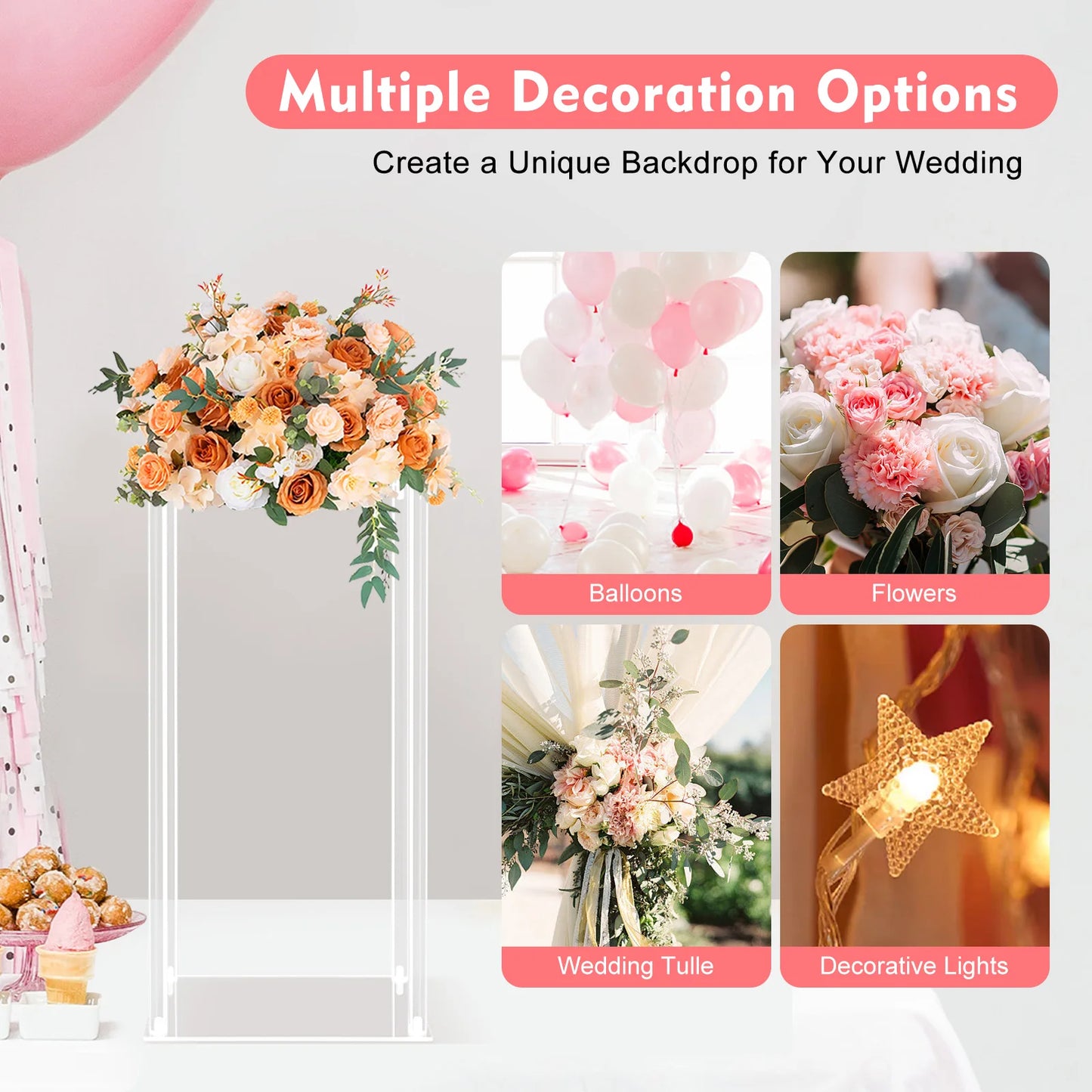 10PCs Acrylic Flower Vase Clear Centerpiece Stand for Wedding Reception Table Decoration Clear Display Rack Luxury Floral