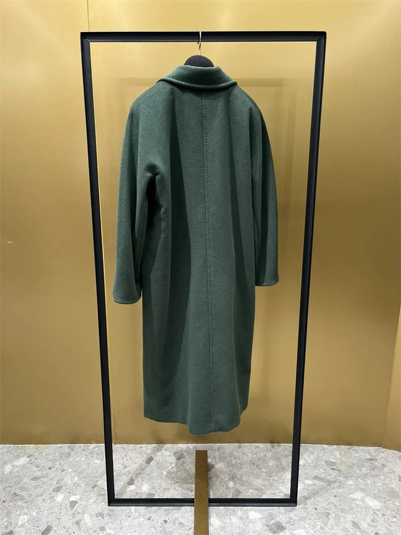 101801 90% Wool 10% Cashmere Coat Women's Medium Long Classic Double Row Button Wool Coat