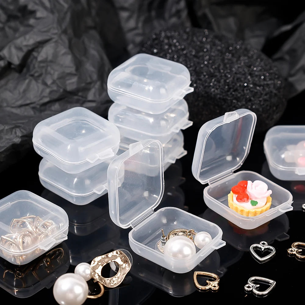 1/10/30PCS Square Round Plastic Transparent Box Small Items Sundries Organizer Case Jewelry Beads Container Storage Accessories