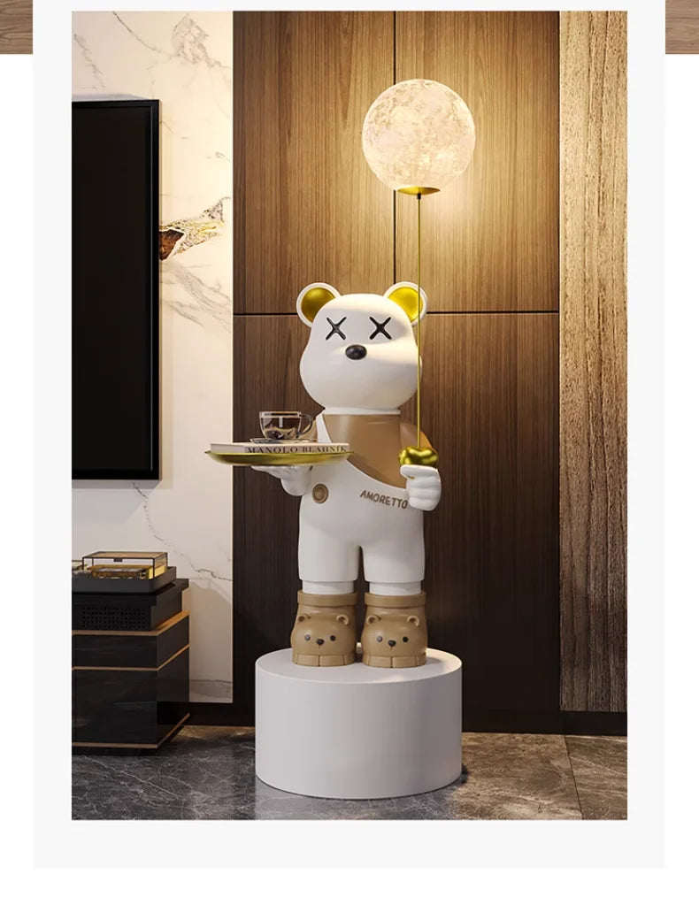 130cm High Violent Bear Living Room Large Floor-standing Ornaments, Home Decorations, Light-emitting, Tray Storage