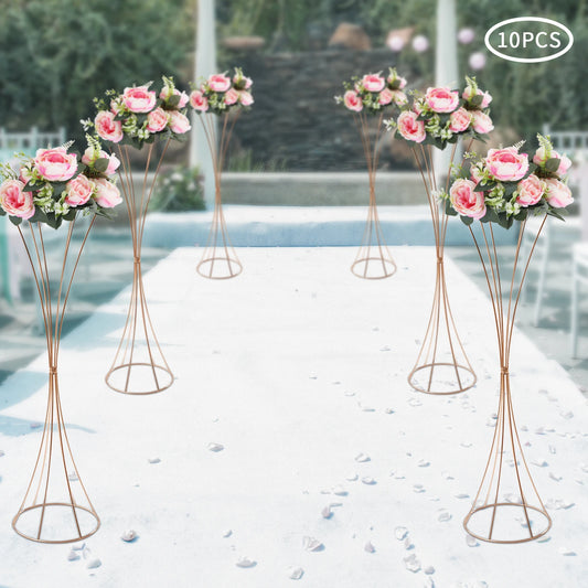 10 Pcs Gold Centerpieces for Table Wedding, 31.5in Tall Metal Trumpet Vase, Road Lead for Wedding Party Dinner Centerpiece