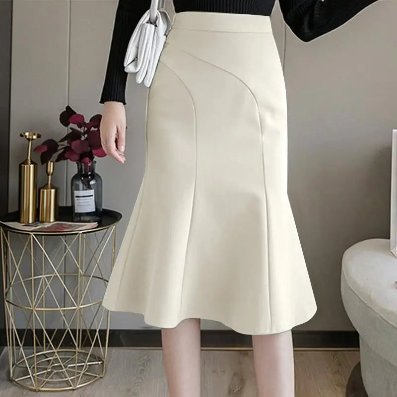 ZANZEA 2024 Fashion Spliced Mermaid Skirts Women Elegant Temperament High Waist Midi Jupes Casual Slim Fit Party Fishtail Skirt