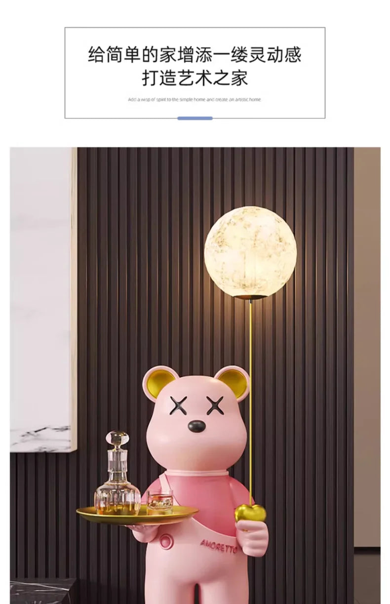 130cm High Violent Bear Living Room Large Floor-standing Ornaments, Home Decorations, Light-emitting, Tray Storage