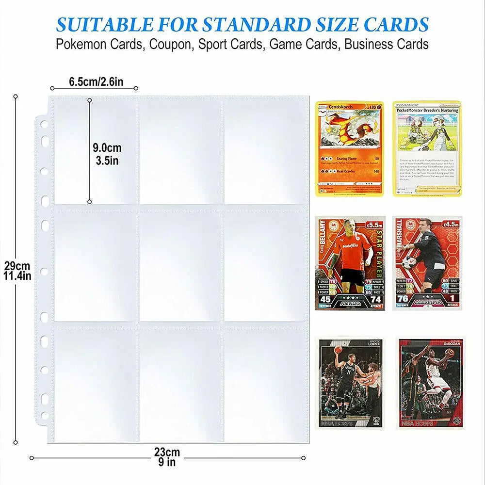 10/20/30Pcs Card Binder Sleeves Double Side 9-Pocket Transparent Cards Page Protector for Magical Trading Game Sheets