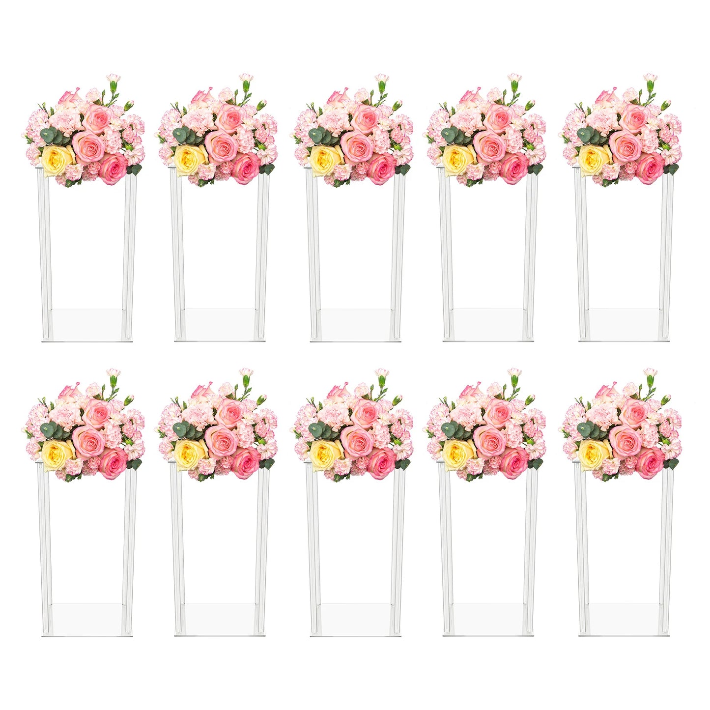 10PCs Acrylic Flower Vase Clear Centerpiece Stand for Wedding Reception Table Decoration Clear Display Rack Luxury Floral