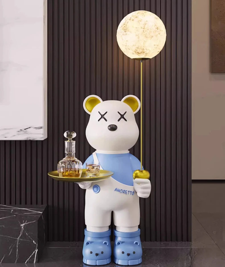 130cm High Violent Bear Living Room Large Floor-standing Ornaments, Home Decorations, Light-emitting, Tray Storage