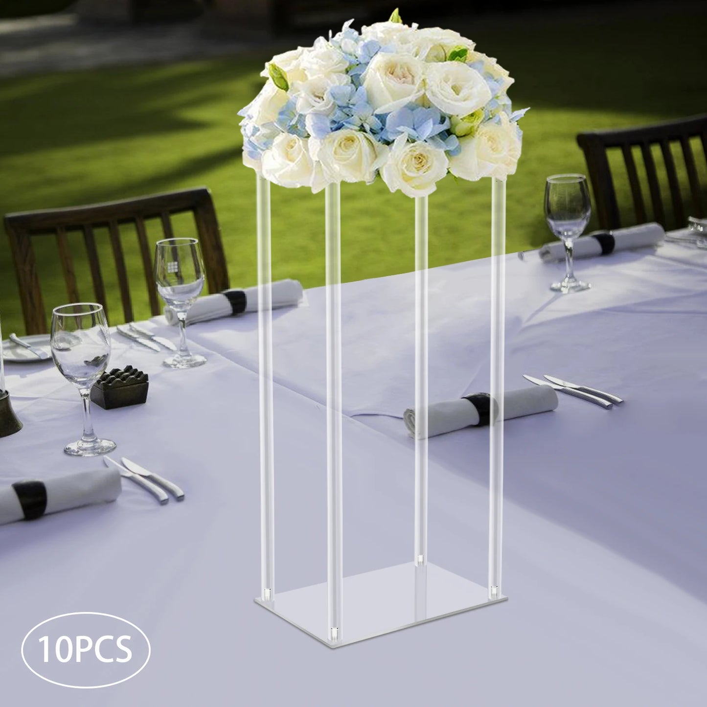 10PCs Acrylic Flower Vase Clear Centerpiece Stand for Wedding Reception Table Decoration Clear Display Rack Luxury Floral