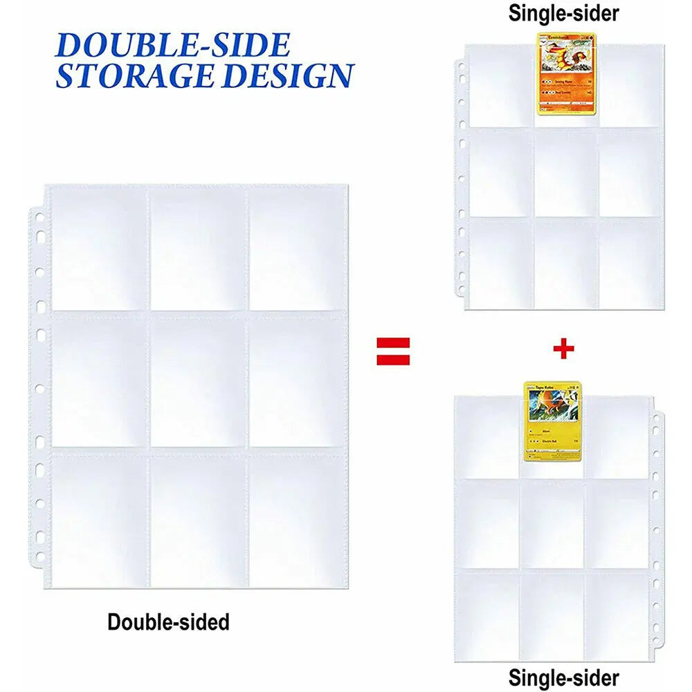 10/20/30Pcs Card Binder Sleeves Double Side 9-Pocket Transparent Cards Page Protector for Magical Trading Game Sheets