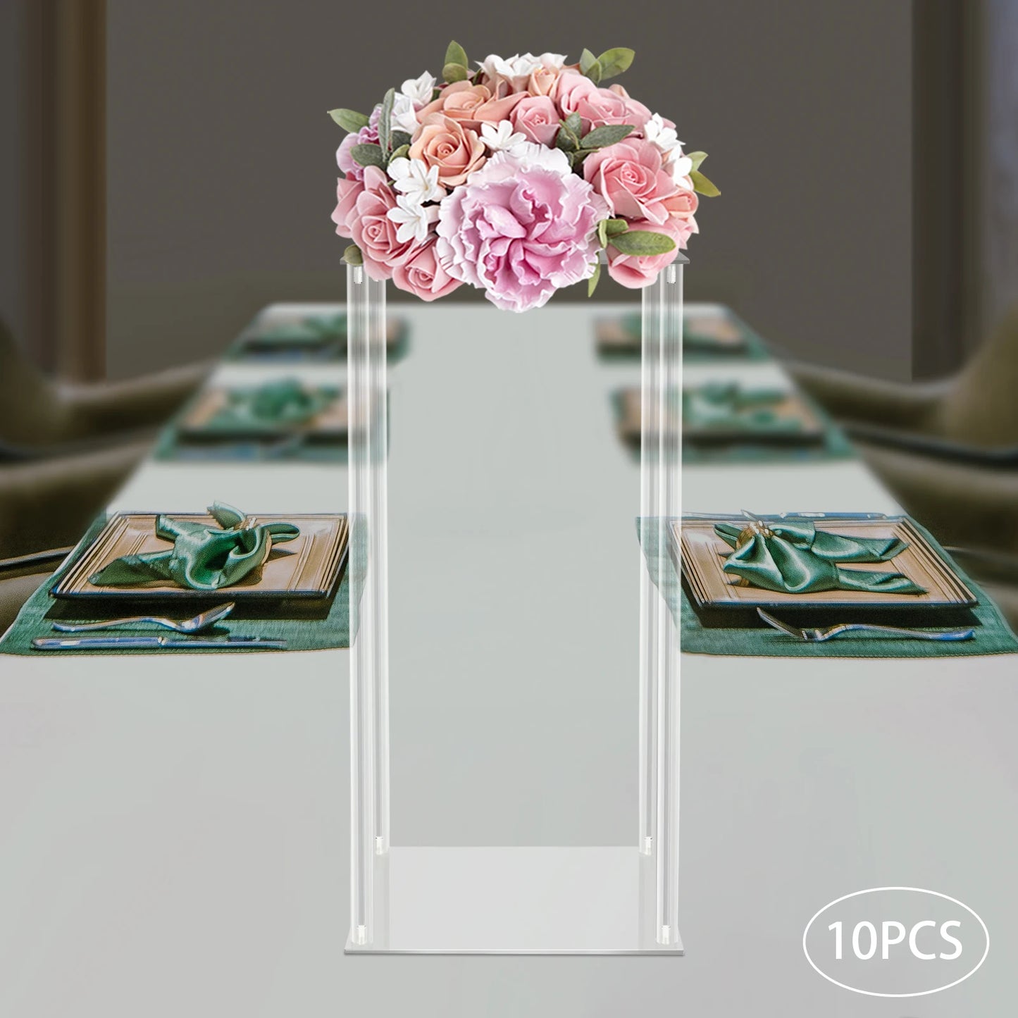 10PCs Acrylic Flower Vase Clear Centerpiece Stand for Wedding Reception Table Decoration Clear Display Rack Luxury Floral