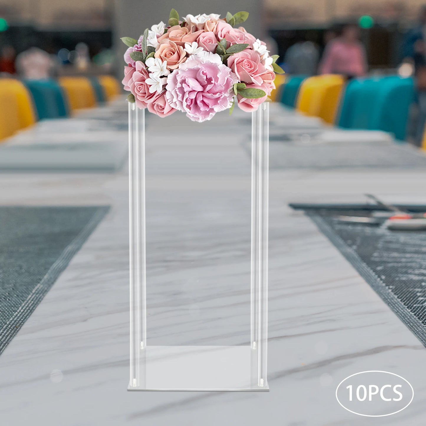 10PCs Acrylic Flower Vase Clear Centerpiece Stand for Wedding Reception Table Decoration Clear Display Rack Luxury Floral