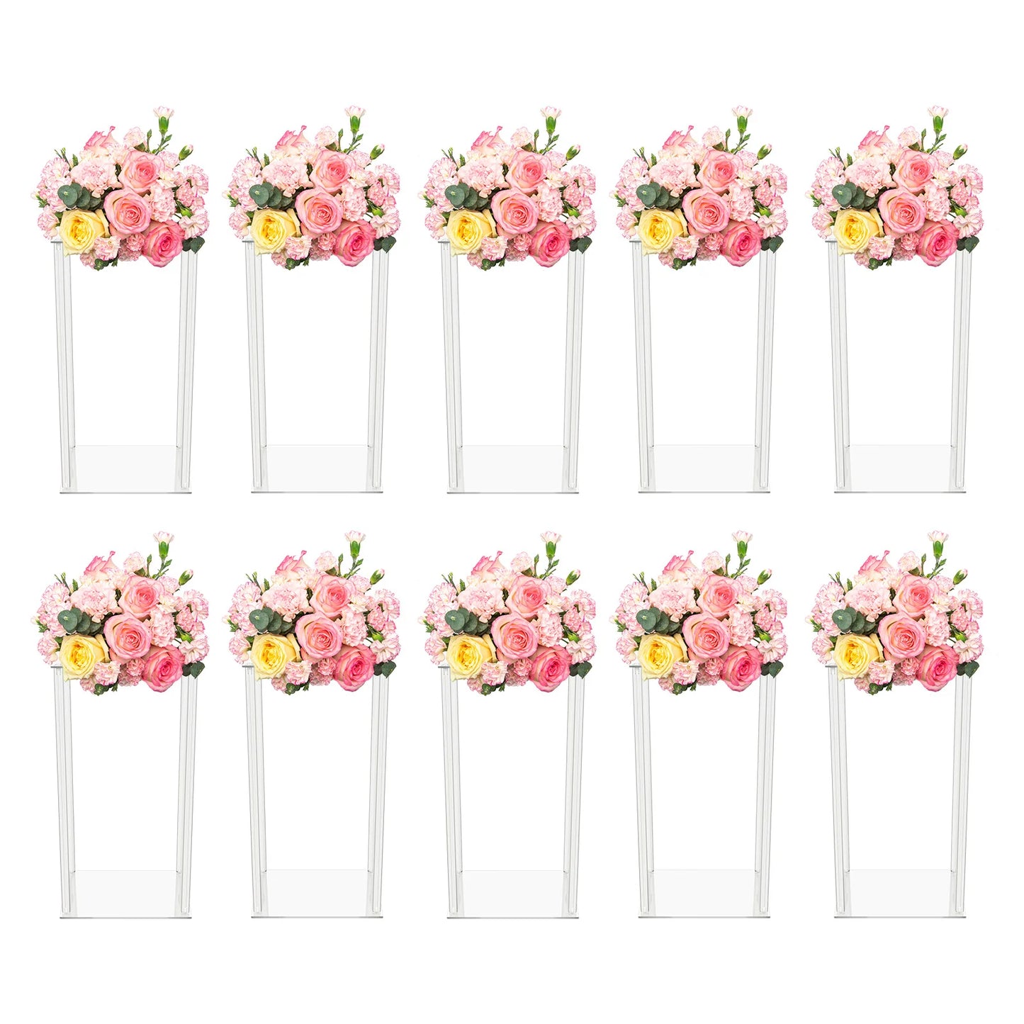 10PCs Acrylic Flower Vase Clear Centerpiece Stand for Wedding Reception Table Decoration Clear Display Rack Luxury Floral