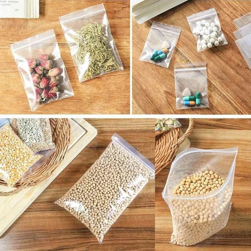 100Pcs Thicken Zipper Sealed Bags Clear Plastic Storage Bag for Small Jewelry Food Packing Reclosable Ziplock Sealing Bags