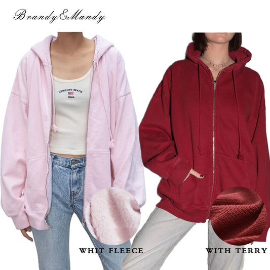 Zip Up Hoodie Women Sweetshirts Oversize Red Hoody Fashion Sweatshirt Brandy Women Black Hoodies Pink Hoodi Sweatshirts