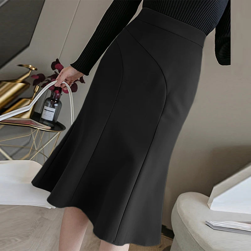 ZANZEA 2024 Fashion Spliced Mermaid Skirts Women Elegant Temperament High Waist Midi Jupes Casual Slim Fit Party Fishtail Skirt