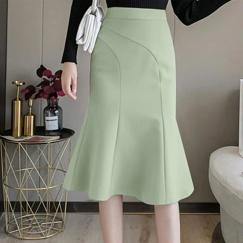 ZANZEA 2024 Fashion Spliced Mermaid Skirts Women Elegant Temperament High Waist Midi Jupes Casual Slim Fit Party Fishtail Skirt